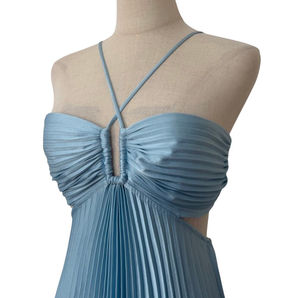 ALC Moira Satin Pleated Maxi Dress Delphinium Blue - Picture 10 of 11